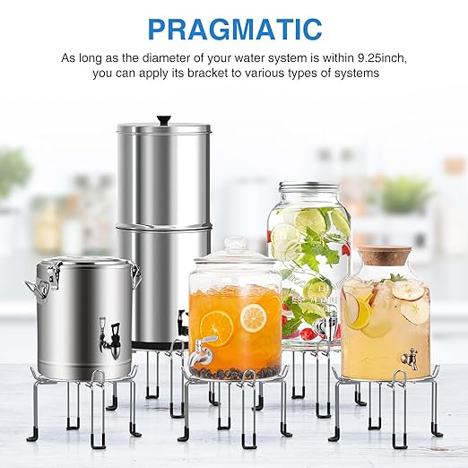 Gravity-Fed Water Filter System Stand, Detachable Stainless Steel Stand Compatible with Berkey Water Filter System Countertop, 9.25" Diameter by 5.9" Tall