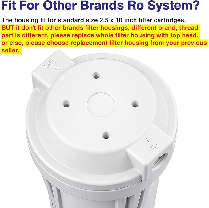 Geekpure 10 Inch Reverse Osmosis Water Filter Housing-1/4" Port | For RO Filtration System, Fit for 2.5" x 10" Filters