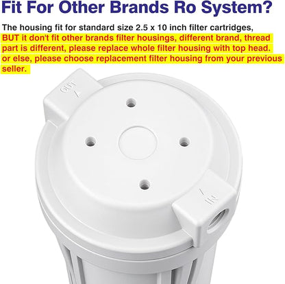 Geekpure 10 Inch Reverse Osmosis Water Filter Housing-1/4" Port | For RO Filtration System, Fit for 2.5" x 10" Filters