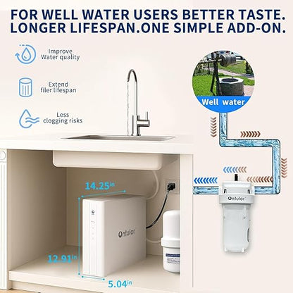 Ontulor S3OP Reverse Osmosis System 9 Stage Water Filter Reduces PFAS, PFOA/PFOS, TDS, Lead, Chlorine, Bad Taste & Odor NSF/ANSI 42 Certified TDS Meter Included（S3OP-with Tank System）