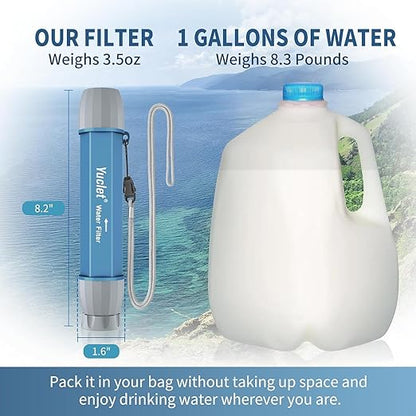 YWF01 Water Filter Straw for Drinking Survival, Portable Water Filter Water Filtration System Prepper Gear and Supplies for Emergency Preparedness, Camping, Hiking, Backpacking and Travel, 8 Pack