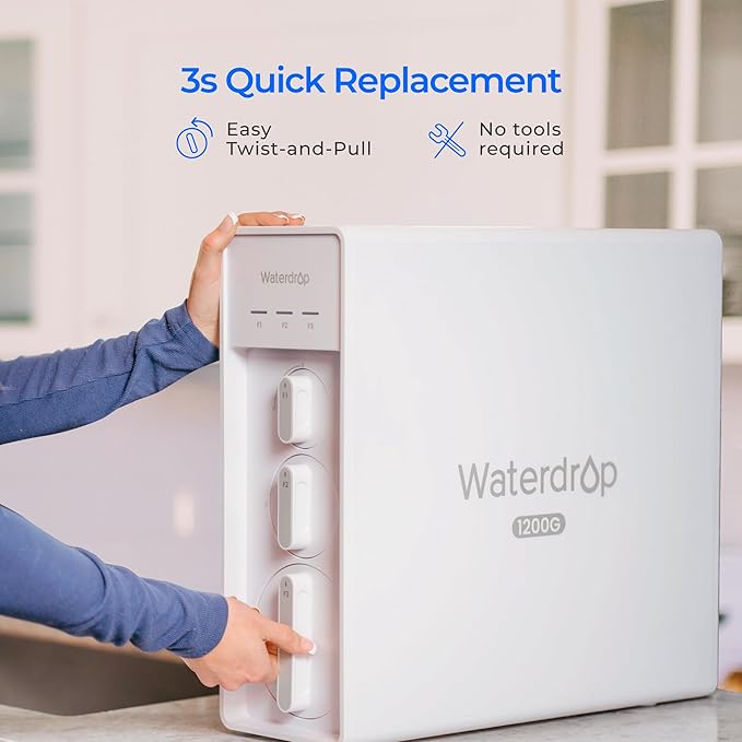 Waterdrop X12-F3 Filter, Replacement for All X12 1200 GPD Series Reverse Osmosis System, Reduce PFAS, 24-month Lifetime