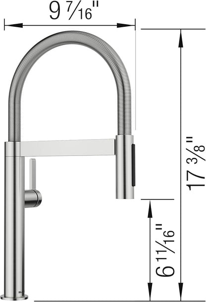 Blanco 527479 Culina II Mini Semi-Pro Kitchen Faucet - 1.5 GPM - PVD Steel