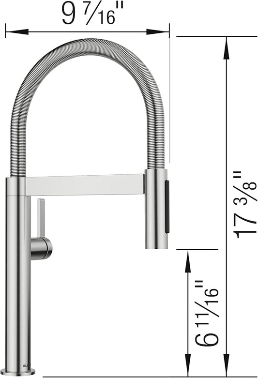 Blanco 527479 Culina II Mini Semi-Pro Kitchen Faucet - 1.5 GPM - PVD Steel