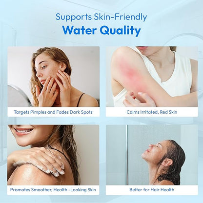 15-Stage Shower Filter Replacement Cartridge, High Output Hard Water Softener Filter Refill For Shower Head, Chlorine Fluoride Heavy Metal Remover For Healthy Skin & Hair, 1 Pack White