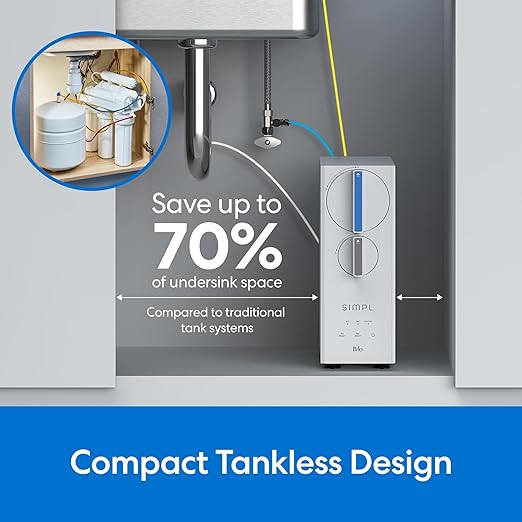 Brio SIMPL Reverse Osmosis Tankless Water Filter System for Clean Drinking Water | 4-Stage Undersink 0.0001 Micron RO Filtration | Reduces PFAS, Dirt, Rust, Chlorine, VOCs & Heavy Metals | 400 GPD
