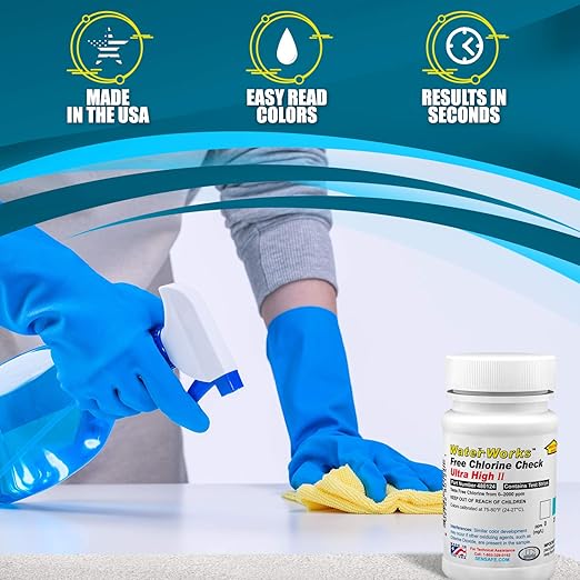 Industrial Test Systems WaterWorks 480124 Free Chlorine Test Strip, Ultra High II Range, 61 Seconds Test Time, 0-2000ppm Range (Bottle of 50)