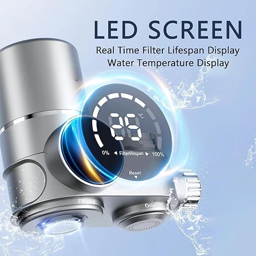 Water Filter for Sink Faucet, NSF Certified Faucet Mount Water Filtration with Real-Time Filter Life Indicator, Reduces Lead Chlorine, Heavy Metals (Incl. 1 Filter, 13 adaptors)