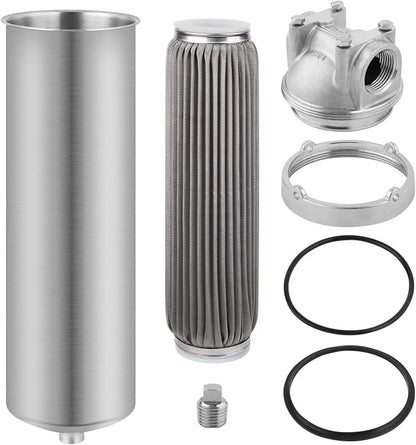 100 Micron 10" x 2.5" Stainless Steel Pleated Whole House Water Filter Cartridge, Universal Cleanable Water Filter Replacement for Well Water(100 Micron)