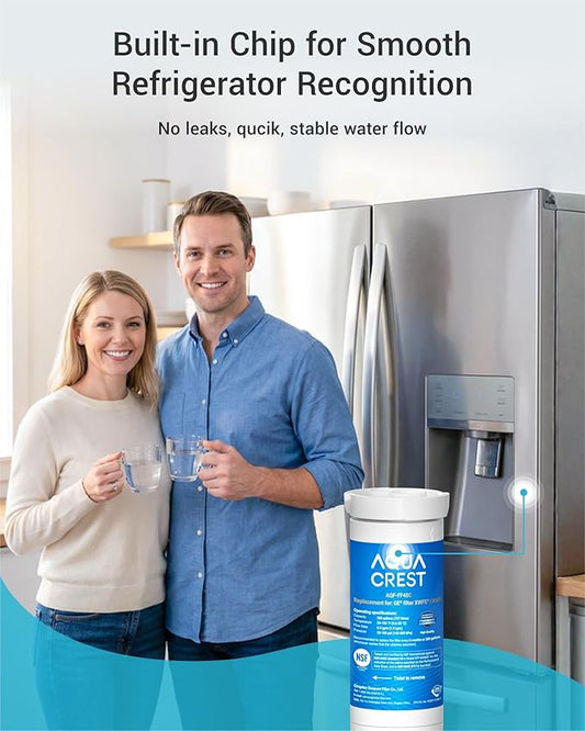 AQUA CREST XWFE Water Filter, Replacement for GE® XWFE, Built-in Chip | Replacement for GE® XWF, Compatible with GNE27, GNE25, GNE21, GFE28, GFE26, GFE24, GWE19, GYE18, GSS25 Series Refrigerators