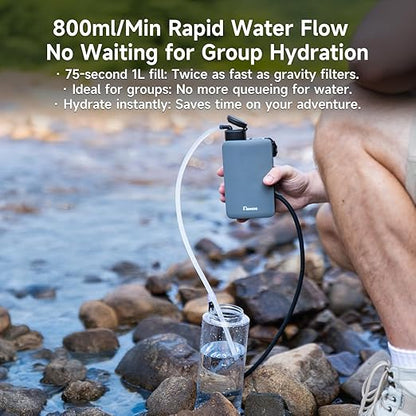 Nawaza Portable Electric Water Filter, 0.01 Micron Camping Water Purifier, One-Touch Outdoor Water Filtration for Hiking, Emergency & Survival
