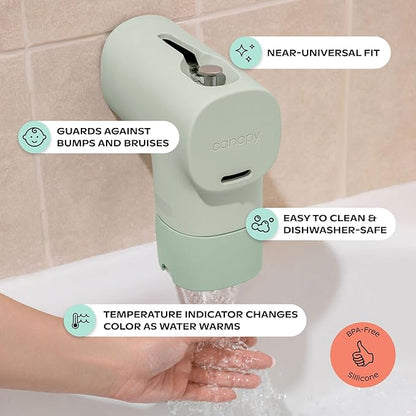 Canopy Baby Bath Tub Filter – Gentler Water Filtration for Delicate Skin | Reduces Chlorine & Irritants | BPA-Free Silicone Spout Cover | Easy Tool-Free Install | Activated Carbon Filtration