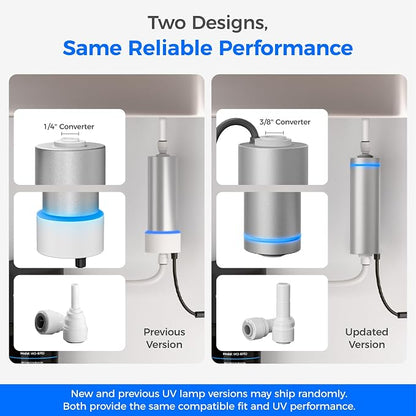 Waterdrop LED UV Water Filter for Under Sink Water Filter System | Reduces up to 99.9% of Harmful Substances, Mercury-Free, FCC Certified, for Reverse Osmosis System, Stainless Steel, 50 Years