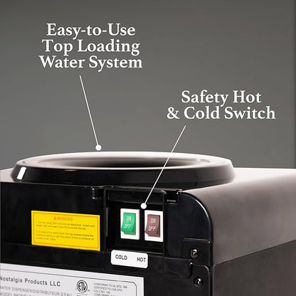 Igloo Top Loading Water Cooler with Removable Tray & Energy-Saving Features - Water Tower with Hot, Cold Temperature Settings- Water Dispenser Fits 3 & 5-Gallon Jugs with Child Safety Lock- Stainless