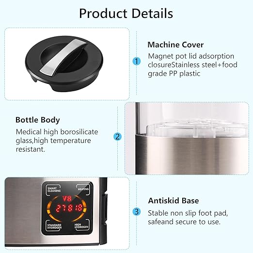 Hydrogen Water Bottle 68oz, Hydrogen Water Bottle Generator with SPE and PEM Technology, Alkaline Hydrogen Water Machine, Balanced Water PH Levels