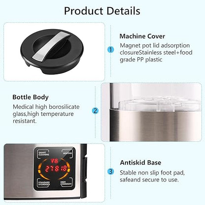 Hydrogen Water Bottle 68oz, Hydrogen Water Bottle Generator with SPE and PEM Technology, Alkaline Hydrogen Water Machine, Balanced Water PH Levels