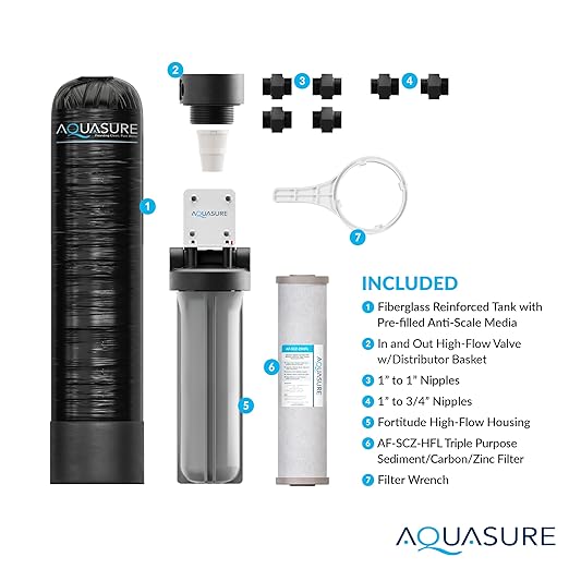 Aquasure Serene Lite Whole House Salt-Free Water Conditioning Descaler System with Triple Purpose Pre-Treatment Filter (800,000 Gallons Salt-Free System)