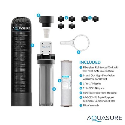 Aquasure Serene Lite Whole House Salt-Free Water Conditioning Descaler System with Triple Purpose Pre-Treatment Filter (800,000 Gallons Salt-Free System)