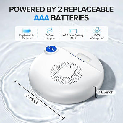 Nuleto WiFi Water Leak Detector 1s,Water Detectors & Alarms,Water Leak Sensor with SMS,Phone Call,APP Push,492ft for Home,Basement,Kitchen,5 Pack,2.4G WiFi Only