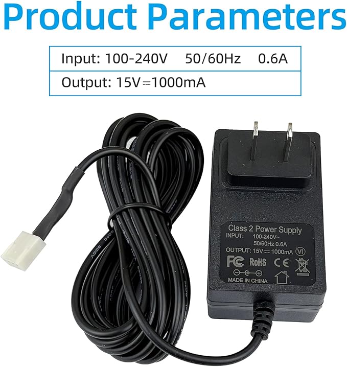 Water Softener Power Supply Transformer, 15V DC Adapter, Compatible with V3186-06 Valves Fits for Water Softener Valves Produced in 2017 or Later Power Supply Cord