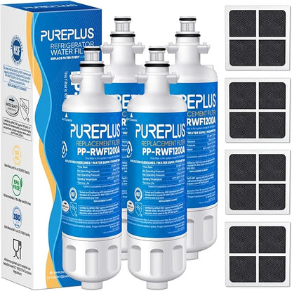 PUREPLUS 469690 LT700P Replacement for LG Kenmore Elite 9690, ADQ36006102, ADQ36006101, LFXS30766S, LFX28968ST, LFX31925ST, LFX31945ST, RWF1052, LT120F, Refrigerator Water and Air Filter Combo, 4Pack