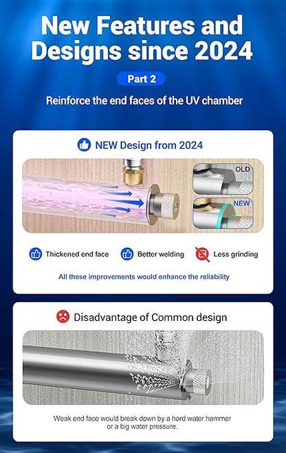 HQUA-OWS-12 120V 40W 3/4" MNPT Inlet/Outlet Whole House Ultraviolet Water Purifier Filter, + 1 Extra UV Bulb