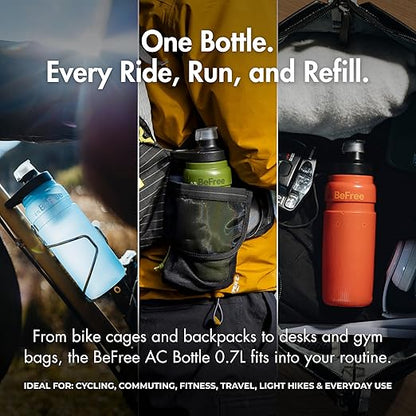 Katadyn BeFree AC Bottle 0.7L Water Filter Bottle for Travel & Daily Use | 2-Stage Filter Removes Bacteria & Microplastics, Improves Taste, BPA-Free, Fits Cup Holders - Moss Green