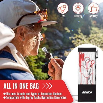 Feekoon Reservoir Hydration Bladder Cleaning Kit, Water Bladders Cleaner Set Includes Brushes, Drying Collapsible Frame and Carrying Bag, Water Reservoir Cleaning Tools for Hydration Backpack