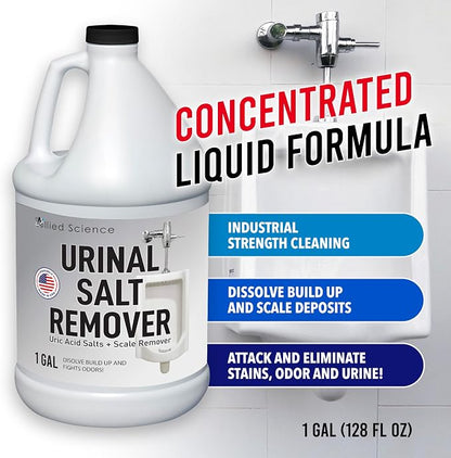 Allied Science Urinal Salt Remover - Uric Acid Salts Scale Remover Unclogs Urinals and Removes Uric Acid Odors - 4 Gallons