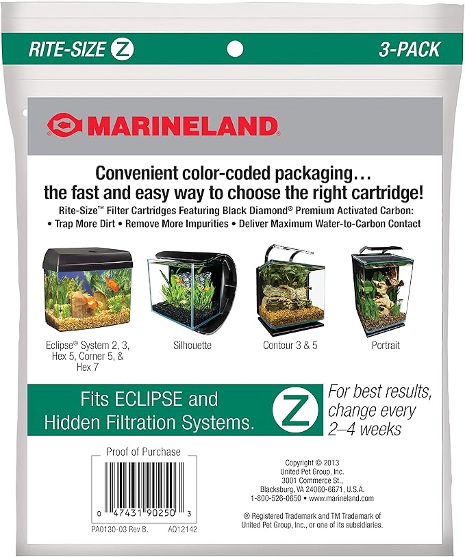 Marineland Eclipse Replacement Filter Cartridges, For Aquarium Filtration