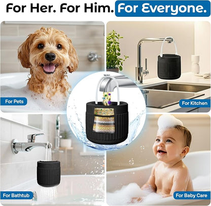 17-STAGE Bath Filter for Tub with Premium Design & Leak-Proof, 7000-Gallon Long-Life Cartridge with Vitamins C & E + Essential Minerals Removes Chlorine and Softens Hair, Skin & Nails | Patent Pending