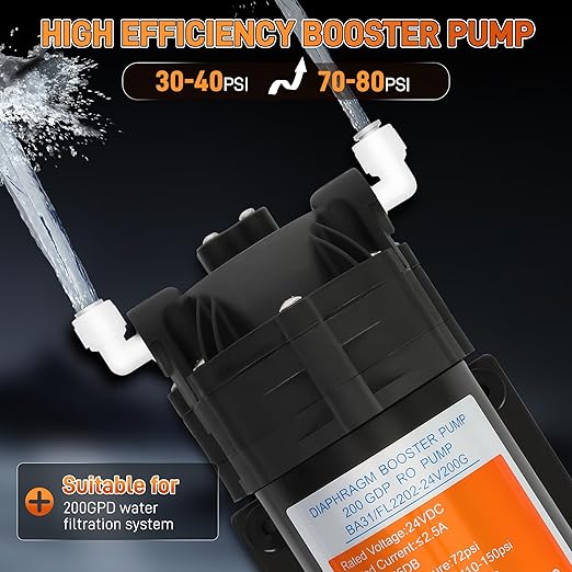 2025 Upgraded Betollo 8800 Booster Pump Kit, Suitable for Household Reverse Osmosis Water Filtration System Standards or Manifolds up to 200 GPD,Bring a High-Voltage Switch