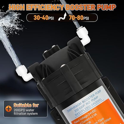 2025 Upgraded Betollo 8800 Booster Pump Kit, Suitable for Household Reverse Osmosis Water Filtration System Standards or Manifolds up to 200 GPD,Bring a High-Voltage Switch