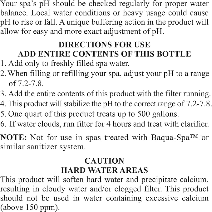 SpaChoice 1-Quart 2-Pack Premium Control The pH, pH Balance for Hot Tub, Made in USA
