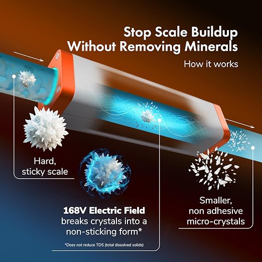 PIURIFY Over-Pipe Whole House Electronic Water Descaler System | Moderate to High Water Hardness | UP TO 15 GPG / 250 PPM | 168V High-Power | Salt-Free | Renter-Friendly | Zero Maintenance (Orange) | 3-MINUTE SETUP