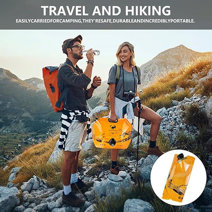 Collapsible 8L Water Storage Bag, BPA-Free Portable Folding Water Jug with Adjustable Faucet, Leakproof Emergency Water Bag for Camping, Hiking, Riding, Outdoor Sport (2, Blue & Orange)