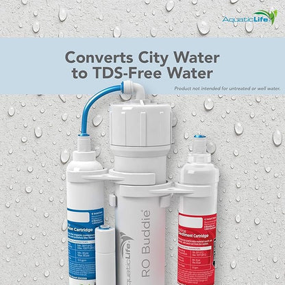 Aquatic Life RO Buddie 3-Stage Aquarium Water Filter System, Reverse Osmosis RO Filtration Unit for Fish Tank, Fountains, and More, 100 GPD (Gallons Per Day)