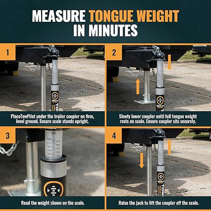 TowPilot Trailer Tongue Weight Scale - 2200 lb Capacity, Trailer Tongue Scale for Travel Trailers, RVs & Campers, ZEROLOCK Precision Calibration System for Boat & Cargo Trailers (Black)