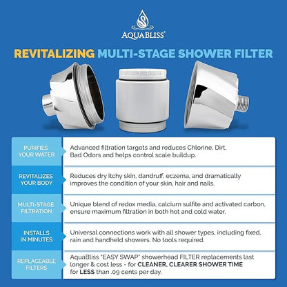 AquaBliss HD Revitalizing Shower Filter SF400 - Chrome - Plus 3 Extra SFC400 Filter Cartridges