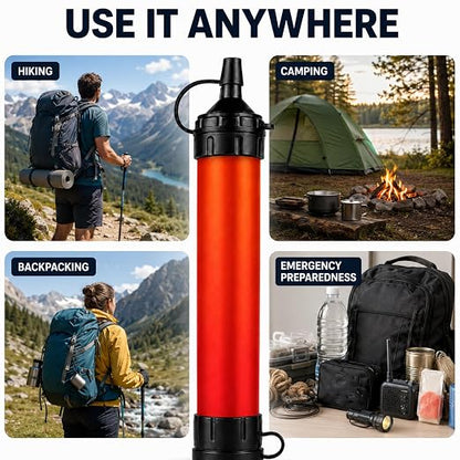 Water Filter Straw, Emergency Water Purefier, 1500 Liters/396 Gallon Capacity, Portable Filtration System for Camping, Hiking, Travel, Biking (2PCS)