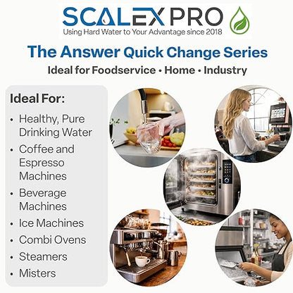 The Answer 12” Hard Water Scale Prevention Filter – Salt-Free NAC Technology Stops & Removes Scale Up to 26 Grains, Removes Chlorine & Other Common Municipal Water Chemicals, 7500 Gallons