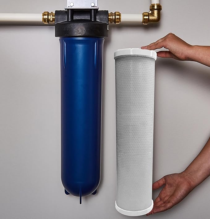 Bundle of GE Appliances Reverse Osmosis Under Sink Drinking Water System and GE Appliances Heavy Duty Whole House Water Filtration System with Advanced Filter