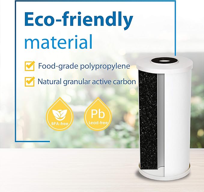 Filterlogic FXHTC Water Filter, Whole House Water Filter, Replacement for GE® FXHTC, GXWH40L, Culligan® RFC-BBSA, W10-BC, Carbon Filters, 5 Micron, Pack of 2 (Package May Vary)