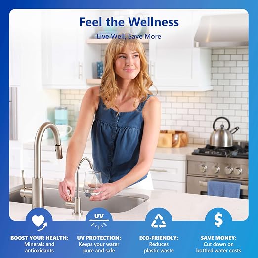 Express Water 11-Stage Reverse Osmosis Water Filtration System with Alkaline & UV Filter, Brushed Nickel Faucet – 100 GPD Under Sink Water Filter with Alkaline Filter for Added Essential Minerals