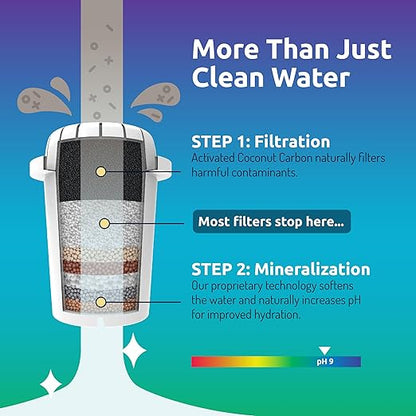 Invigorated Water pH Recharge Glass Alkaline Water Dispenser Filter System - Countertop Purifier Pitcher for Home and Office - High pH Pure Drinking Water Filtration - 36 Cups (Bamboo Marble Set)