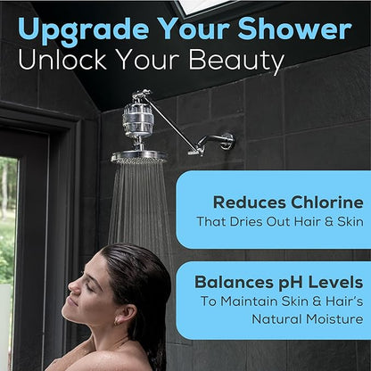 SparkPod 23 Stage Shower Head Filter for Hard Water - High Output Universal Shower Filters to Remove Toxic Chemicals, Chlorine & Heavy Metals (Luxury Polished Chrome)