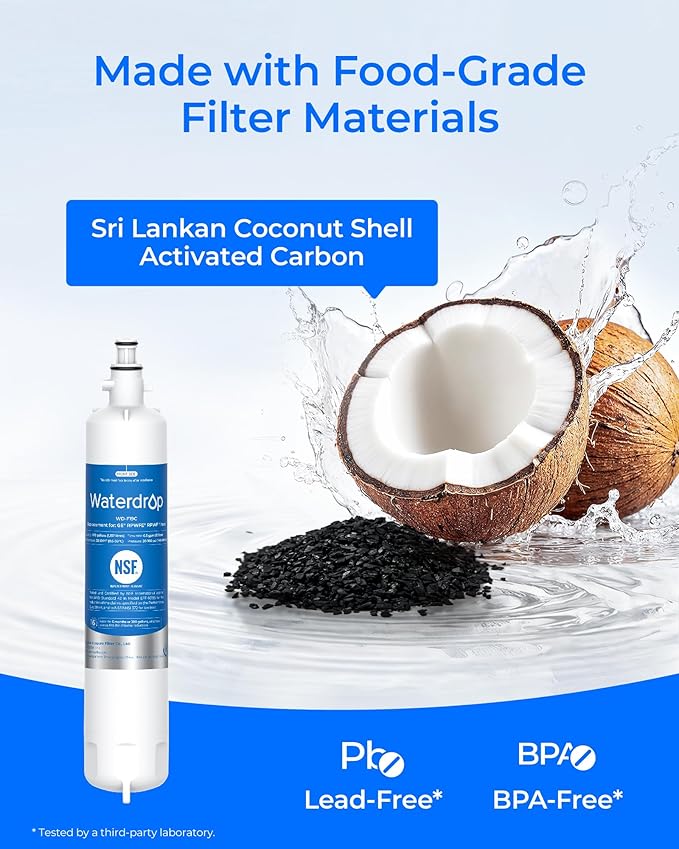 Waterdrop WD-F19C Replacement for GE® RPWFE®, RPWF (with CHIP) Refrigerator Water Filter, Compatible with GFE28GBLTS, GFE28GGKBB, GFE28GSKSS, PFE28KSKSS, PFE28KMKES, 2 Filters Package May Vary