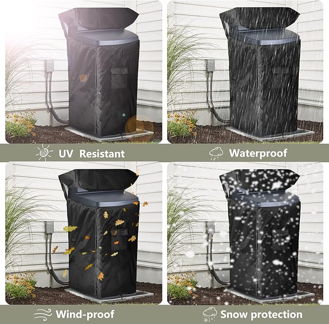 Bitubi Water Softener Cover for WHES30E/WHES40E Grain Water Softener System with Zipper Opening,Waterproof Anti-UV Indoor/Outdoor All Weather Protection 19.5"W x 20.5" D x 47" H, Black