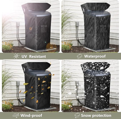 Bitubi Water Softener Cover for WHES30E/WHES40E Grain Water Softener System with Zipper Opening,Waterproof Anti-UV Indoor/Outdoor All Weather Protection 19.5"W x 20.5" D x 47" H, Black