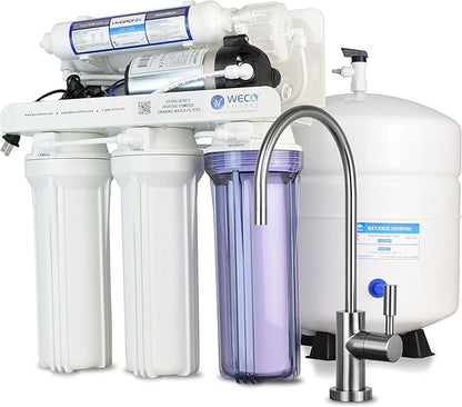 WECO (HYDRA-75PMP) Granular Activated Carbon and Reverse Osmosis Water Filter System with Chlorine Reduction Feature - Top-Mounted Faucet Design Reverse Osmosis Drinking Water Filter System